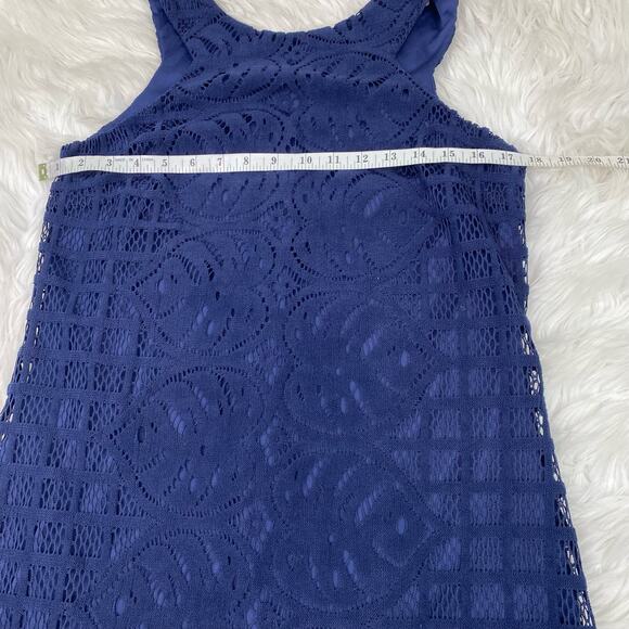 Lilly Pulitzer Women's Mango Shift Dress True Navy Leaf Palm Size S Lace - Picture 14 of 16